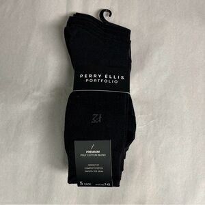 New Perry Ellis Socks Men’s 5 Pair Black Dress Business Preppy Career Office